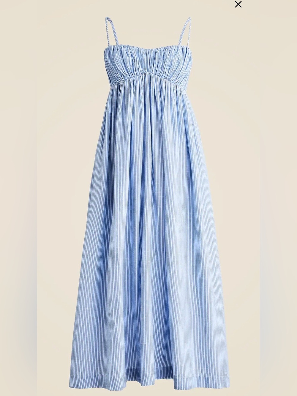 J. Crew Airy Gauze Empire Waist Midi Dress in Light Blue Stripe